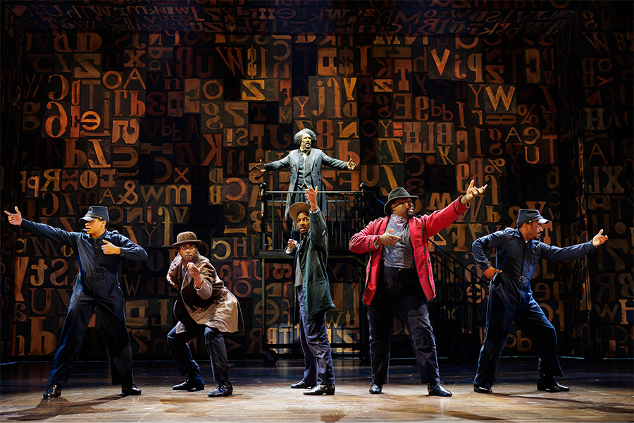 Quentin Earl Darrington with cast members in La Jolla Playhouse’s world-premiere musical 3 Summers of Lincoln; photo by Rich Soublet II.