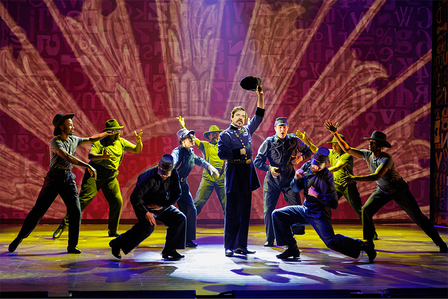 Eric Anderson (center) and the cast of La Jolla Playhouse’s world-premiere musical 3 Summers of Lincoln; photo by Rich Soublet II.